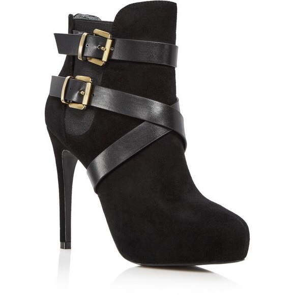 Charles David Shoes - Black suede stiletto heel ankle booties